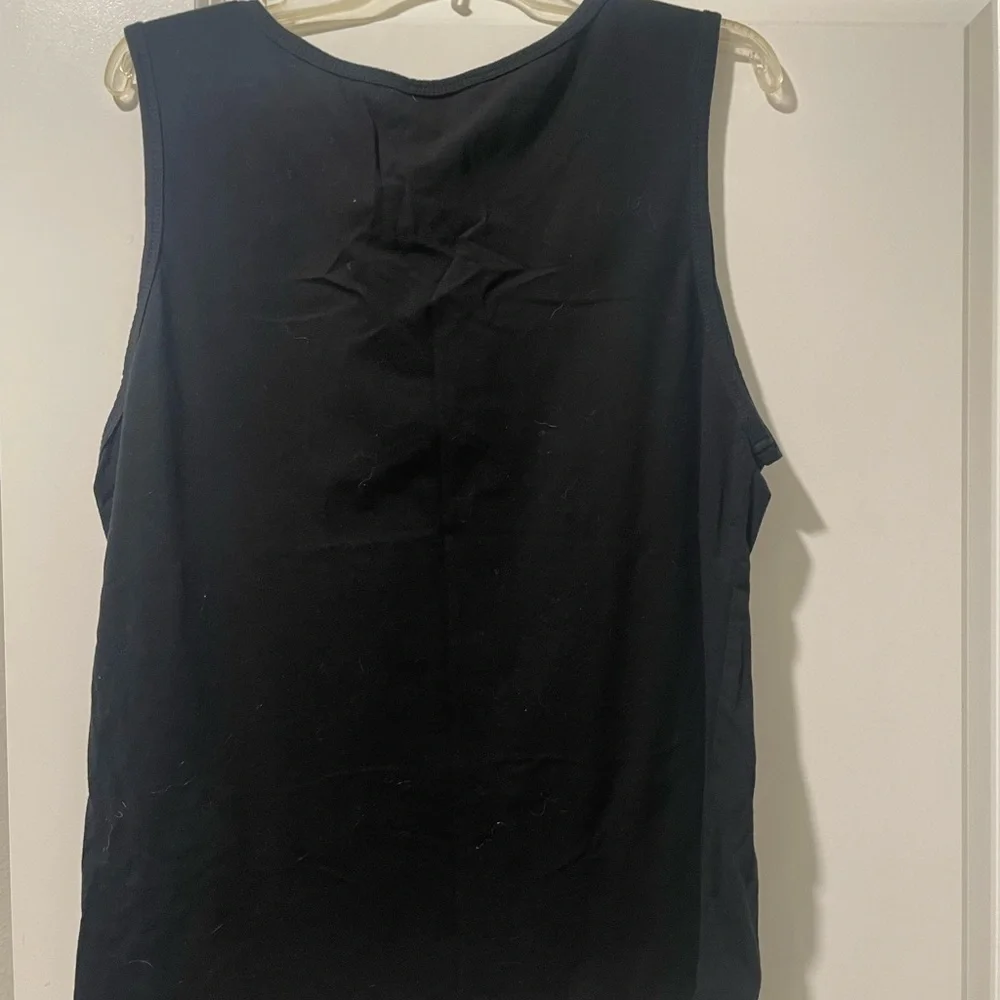 SHEIN Black Tank Top with Green Leaf Pattern - Picture 3 of 3
